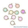 10Pcs UV Plating Alloy with Mixed Color Glass Rhinestone Pendants FIND-YW0009-03C-1