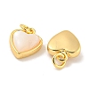 Natural Shell & Brass Heart Charms with Jump Rings X-KK-P275-09G-2