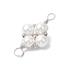 Glass Pearl Copper Wire Wrapped Flower Connector Charms PALLOY-JF03048-02-4