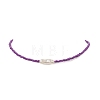 ABS Plastic Imitation Pearl & Seed Glass Beaded Necklace for Women NJEW-JN04164-5