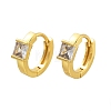 Square Rack Plating Brass with Clear Cubic Zirconia Hoop Earrings for Women EJEW-G409-05G-1