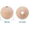 Round Unfinished Wood Beads WOOD-PH0004-30mm-LF-3