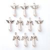 Acrylic Imitation Pearl with Alloy Pendants PALLOY-YW00001-1