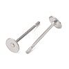 Tarnish Resistant 304 Stainless Steel Flat Round Blank Peg Stud Earring Findings X-STAS-S028-23-1