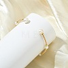 Copper French Wire & Natural Cultured Freshwater Pearl Cuff Bangles BJEW-JB13988-2