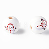 Painted Natural Wood Round Beads WOOD-N006-181-3