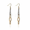 Two Tone 304 Stainless Steel Oval Link Chain Tassel Dangle Earrings WGAE672-02-1