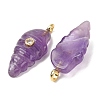 Natural Amethyst Carved Pendants G-H357-04G-09-3