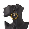 Glass Seed Braided Ring & Rhombus Dangle Earrings EJEW-MZ00050-3