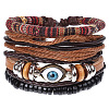 4Pcs Retro Cattlehide Leather Cord Multi-strand Bracelets for Men WGE7990-18-1