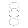 3Pcs 3 Style Natural Pearl & Glass Seed Beaded Stretch Bracelets Set for Women BJEW-JB08891-4