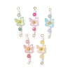 Dyed Natural Agate & White Jade & Glass Seed Beaded Connector Charms PALLOY-MZ01321-1