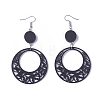 Wood Dangle Earrings EJEW-L219-D01-1