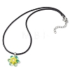 Glass Rhinestone & Glass Seed Beads Beaded Flower Pendant Necklaces NJEW-MZ00078-04-4