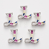 Brass Cubic Zirconia Slide Charms ZIRC-S063-01L-P-1
