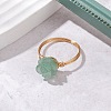 Valentine's Day Rose Natural Green Aventurine Finger Rings RJEW-JR00813-01-2