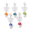 Mushroom Handmade Lampwork & Acrylic Butterfly Pendant Decorations HJEW-JM01405-1