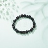 Natural Lava Rock & Synthetic Hematite Beaded Stretch Bracelet BJEW-JB08456-2