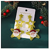 Star with Santa Claus Iron Acrylic Dangle Stud Earrings FS-WGF30DA-05-1
