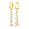 Brass Micro Pave Cubic Zirconia Hoop Dangle Earrings KK-CBA8324-07G-01-4