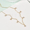 304 Stainless Steel Pave Clear Cubic Zirconia Triangle Tassel Necklaces for Women NJEW-C119-01G-2