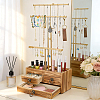 3-Tier Iron T Bar Jewelry Dispaly Tower Stands with 3 Wooden Drawers ODIS-WH0038-322-4