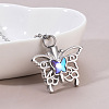 Non-Tarnish Stainless Steel Butterfly Urn Ashes Pendant Necklace PW-WG6C25A-01-1