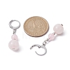 Round Natural Rose Quartz Dangle Earrings EJEW-JE05536-02-2
