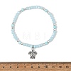 3Pcs 3 Styles Dyed Natural Howlite & Petrified Wood & Larimar & Synthetic Turquoise Stretch Bead Bracelet Sets BJEW-JB14430-5