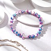 Round Synthetic Turquoise Beaded Stretch Bracelets for Womenm Men BJEW-JB11548-02-1