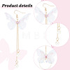 2 Pairs 2 Style Fabric Butterfly with Plastic Pearl Beaded Dangle Earrings EJEW-AN0002-84-3