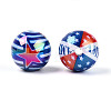 Independence Day Theme Printed Opaque Acrylic Beads MACR-T048-10A-2
