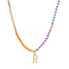 Rainbow Gradient Glass Seed Beaded Necklaces AF2375-18-1