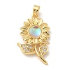 Brass Micro Pave Cubic Zirconia with Resin Pendants KK-G517-05G-01-1