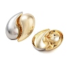 Brass Oval Stud Earrings EJEW-P294-03G-2