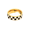 Black & White Checkerboard Titanium Steel Enamel Finger Rings FS-WG83B81-02-5