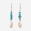 Chip Synthetic Turquoise Dangle Earrings EJEW-JE02913-03-1