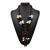 Boho Coconut & Wood & Natural Shell Handmade Ethnic Pendant Long Tassel Beaded Necklaces for Beach Vacation WG0A164-01-1