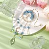 Wire Wrapped Natural Aquamarine Chip Tree of Life Window Hanging Prism Ornaments HJEW-TA00283-01-2