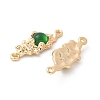 Brass Pave Green Glass Connector Charms KK-U052-02G-2