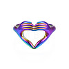 Ion Plating(IP) Rainbow Color 304 Stainless Steel Heart Gesture Open Cuff Ring for Women RJEW-S405-260M-2