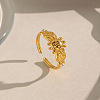 304 Stainless Steel Micro Pave Cubic Zirconia Cuff Open Rings for Women EU8307-3