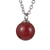 Round Gemstone Pendant Necklaces NJEW-JN04718-01-4