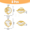 8Pcs 4 Styles Eco-Friendly Rack Plating Brass Connector Charms with White Shell KK-DC0003-32-2