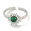 304 Stainless Steel Synthetic Malachite Cuff Rings G-Z056-01P-02-2