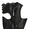 Brass Synthetic Turquoise Dangle Earrings EJEW-JE06589-03-3