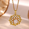 Ocean Brass Pave Clear Cubic Zirconia Pendant Necklaces WG5C2ED-07-1