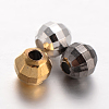 Faceted Round Brass Spacer Beads KK-L129-52-1