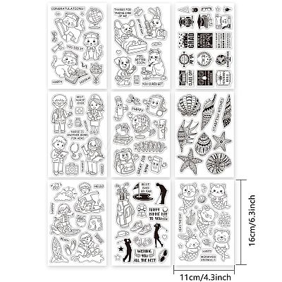   9 Sheets 9 Style PVC Plastic Stamps DIY-PH0006-80B-1