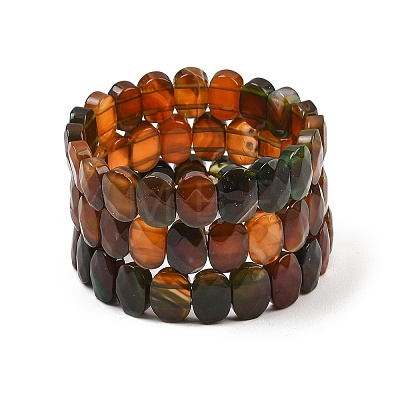 Dyed & Heated Natural Agate Oval Beaded Stretch Bracelet G-E010-01-24-1